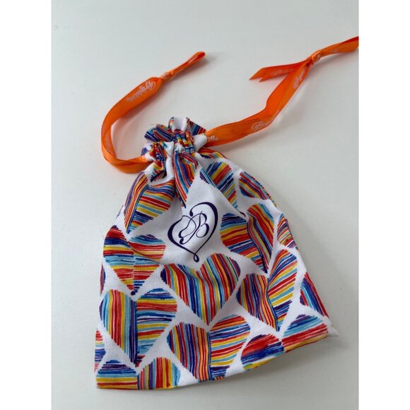 Brighton Heart Patterned Rainbow Drawstring Pouch 6"x4" - Picture 5 of 7